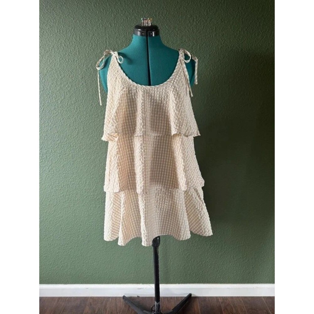 Pazzo - Cream gingham tiered minidress